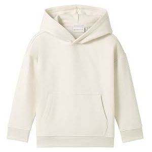 TOM TAILOR Sweat-shirt à capuche surdimensionné pour garçons et enfants avec imprimé dans le dos, 32257 - Greyish White, 128-134