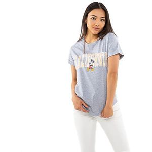 Disney Mickey Caifornia T-shirt voor dames, grijs.