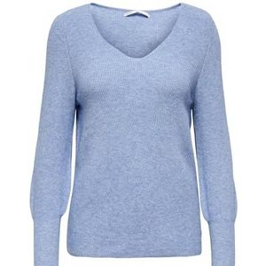 ONLY Vrouwelijke gebreide trui met V-hals, Sodaliet Blauw/Detail: W. Melange
