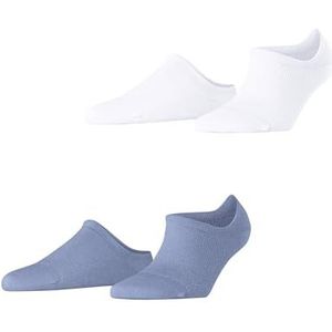 ESPRIT Fine Rhomb W Sn Set van 2 paar katoenen korte sokken met patroon, sportsokken voor dames (2 stuks), Veelkleurig (Wit Blauw 0030)