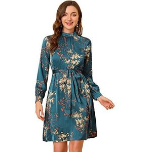 Allegra K Cocktail voor dames, Satijn, Pauw Blauw
