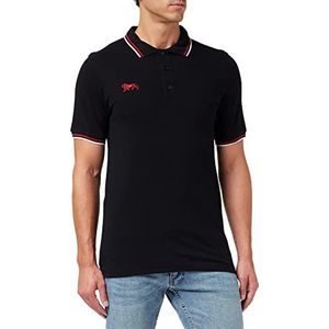 Lonsdale Ashington Poloshirt voor heren, zwart/rood/wit, maat L, Zwart/Rood/Wit