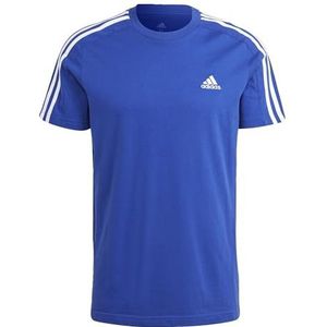 adidas, Essentials Single Jersey 3 strepen T-shirt half Lucid blauw/wit, maat S