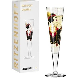 RITZENHOFF 1071027 Champagneglas 200 ml - Goldnacht serie nr. 27 - elegante sieraden met echt goud - Made in Germany goud, zwart, rood