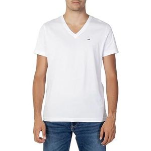 Tommy Hilfiger Tjm Original Jersey V Neck Tee T-shirts S/S heren, klassiek wit, 3XL grote maat lang, Klassiek wit