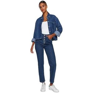 Trendyol Trendyol Dames Jeans Straight Fit Mama High Waist Jeans Dames Jeans, Donkerblauw