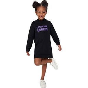 Trendyol Woman Petite Mini Jersey Crew Neck Knit Dress Robe, Black, 7–8 Years Fille