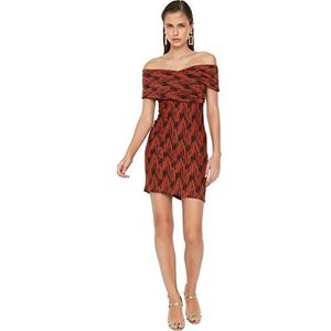 Trendyol Robe détaillée avec col pour femme, marron, 64