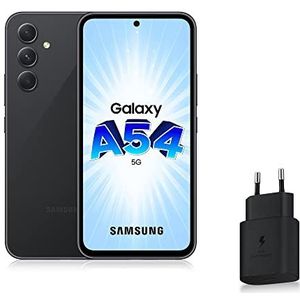 Samsung Galaxy A54 Smartphone Android 5G, 128 GB, snellader 25 W inbegrepen [Amazon Exclusive], smartphone ontgrendeld, zwart, Franse versie