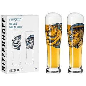 Ritzenhoff 3481005 set van 2 tarwebierglazen 500 ml - serie ""Brauchzeit"" nr. 5 - 2 stuks met meerkleurige digitale print