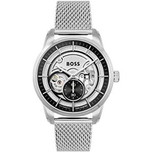 BOSS Automatisch herenhorloge met Milanese armband van zilverkleurig roestvrij staal - 1513945, armband