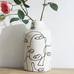 Kimdio Keramische vaas met onregelmatig gezicht, decoratieve vaas voor thuis, woonkamer, kantoor, middelpunt tafel, bruiloft