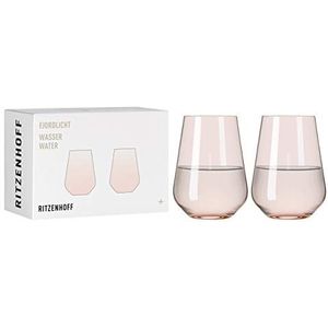 Ritzenhoff 3651001 waterglas 500 ml Fjordlicht serie nr. 1 set van 2 met kleurverloop perzik Made in Germany