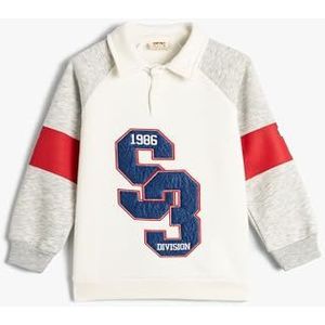 Koton Sweatshirt met lange mouwen voor jongens met polokraag op de achterkant, Ecru (010)