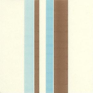 Pierrood, 50 papieren servetten, kleur bruin/hemelsblauw, 40 x 40 cm, groene lijn - Airlaid modieus versierd