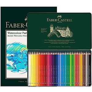 Faber-Castell Aquarelblok A4 en doos met 36 Albrecht Dürer aquarelpotloden - kunstset voor kleurboeken voor volwassenen, knutselbenodigdheden, tekeningen, schetsen, potloden