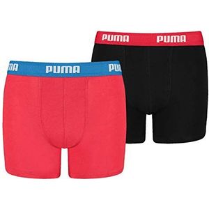 PUMA Set van 2 boxershorts voor jongens, Rood/Zwart