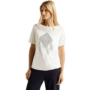Cecil B320233 T-shirt met korte mouwen voor dames, Vanilla Wit