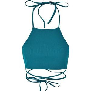 Urban Classics Dames Rib Trapeze Cropped Top Caraco Dames, Watergroen