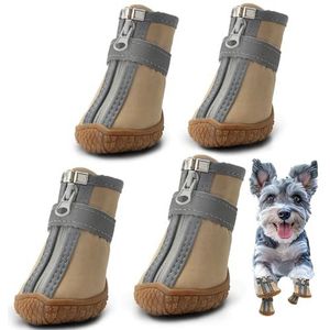 Hcpet Hondenschoenen voor kleine en middelgrote honden, antislip, ademend, met reflecterende riemen, waterdicht, 4 stuks