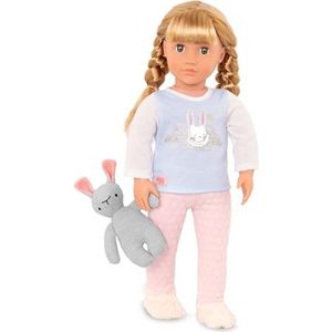 Our Generation BD31147C1Z Pyjamapop, 46 cm, met pyjama en pluche konijn, geschikt voor alle 46 cm poppensets, aanbevolen voor kinderen van 3 tot 8 jaar