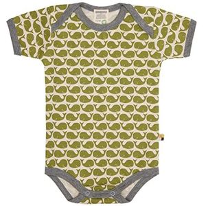 loud + proud Bodysuit met korte mouwen en walvisprint, Gots gecertificeerd uniseks baby T-shirt, Fir Groen