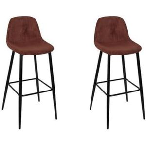 HOME DECO FACTORY, HD0284, Set van 2 Cotele Scott Terra M2, Softness, meubels, kruk en barstoel, 46,5 x 100,5 x 49,5 cm, zithoogte 70,5 cm, terracotta zwart