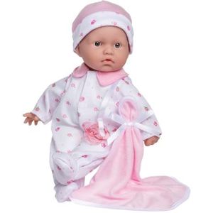 Kaukasische pop 27,9 cm - Klein zacht lichaam - JC Toys - La Baby - Wasbaar - Afneembare roze outfit met hoed en deken - Voor kinderen vanaf 12 maanden