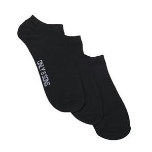 Only & Sons Onsfinch Sneaker Sock 3-pack Noos Sportsokken voor heren, Zwart/Details: wit logo