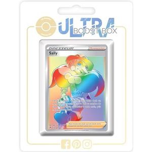 Sally 197/185 Geheime Regenboog Trainer, Ultraboost X zwaard en schild, 4 spanningen, 10 Franse Pokémon-kaarten