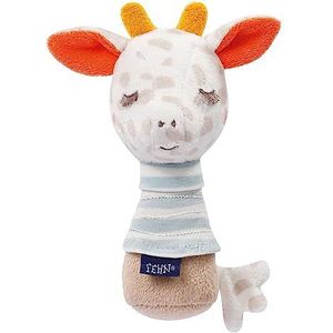 Fehn 053128 Stabrassel Giraffe, babyspeelgoed met geborduurde rammelaar ""Glow-in-the-Dark"" voor baby's en peuters vanaf 0 maanden, 14 cm