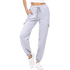 Doaraha Joggingbroek voor dames, winter, 100% katoen, licht, comfortabel en aangenaam om te dragen, ideaal voor sport, yoga, sportbroek, winter, S-XXL, grijs.