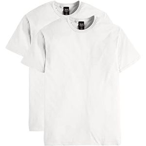 Hanes Set van 2 katoenen Nano T-shirts voor heren, Wit.