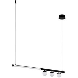 EGLO Phianeros Led-hanglamp, 4 lichtpunten, hanglamp van staal en kunststof, eettafellamp, in zwart, wit, woonkamerlamp, lengte 100 cm