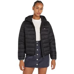 Tommy Jeans Tjw Quilted Tape Hood Jacket Ext Dw0dw18308 Donsjack voor dames, Zwart