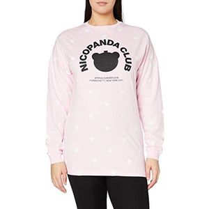 Nicopanda Club L/S dames lange mouwen top, Roze (Roze)