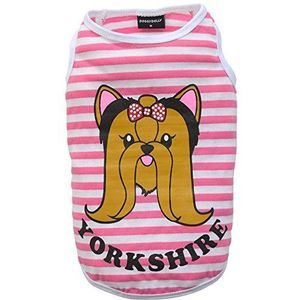 Doggy Dolly T488 Yorkshire T-shirt, gestreept, maat XXS, roze/wit