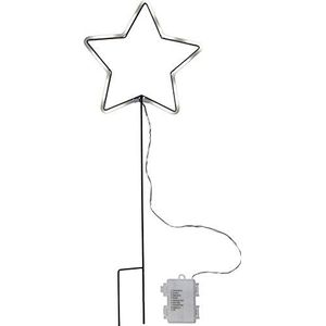 EGLO Led-ster voor buiten, kerstverlichting, tuinverlichting met grondpen en timer, kerstster, werkt op batterijen, zwart metaal en witte kunststof, 58 cm