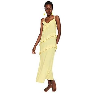 Trendyol Trendyol Women Ruffle Hem Regular Fit Woven Dress Trendyol Damesjurk van stof met geplooide zoom, rechte pasvorm voor dames, Donker geel