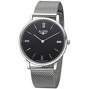 Elysee Ultradun horloge, Zilver/zwart, Armband