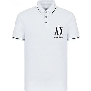 Armani Exchange Maxi geborduurd poloshirt voor heren, rechte pasvorm, Wit.