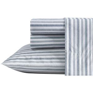 Nautica - Beddengoed van katoen-percal, schoon en fris, licht en ademend (blauwe strepen, tweepersoonsbed)