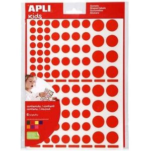 APLI Kids 102604 - Assortiment geometrische stickers herpositioneerbaar - rood - 6 vellen of 624 stuks