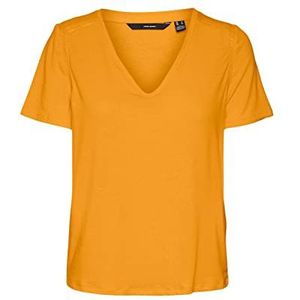 Vero Moda Vmmarijune Ss T-shirt à col en V JRS pour femme, Jaune vif, S