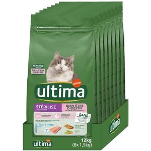 Ultima Gesteriliseerd welzijn Spijsvertering forel – droogvoer voor katten – 8 x 1,5 kg – totaal 12 kg