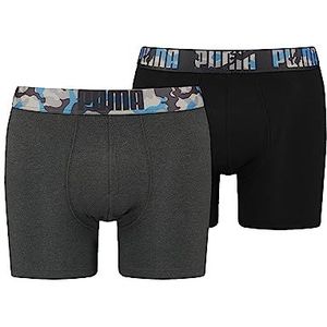 PUMA Set van 2 boxershorts voor heren, zwart/rayon, blauw, M, Zwart/blauw rekken