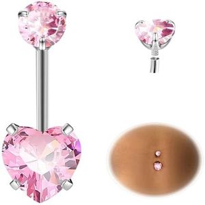 ESHIONER G23 Titanium navelpiercing goud zilver 14g 10mm 12mm korte staaflengte lange staaf rood roze blauw paars kleurrijke ballen navelpiercing sieraden voor vrouwen, 12 mm, Titanium