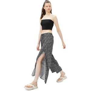 Koton Pantalon Linen Mix Tie Detail Slit Wide Leg pour femme, Noir Design (9d9), 36