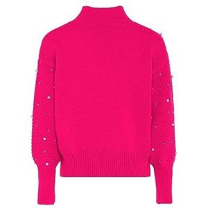 faina Pareltrui voor dames met hoge hals en gevoel voor design, roze polyester, maat XS trui, roze, XS, Roze