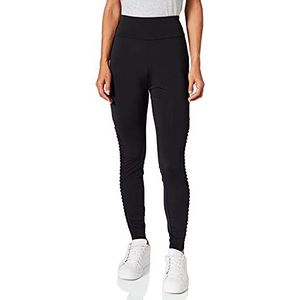 Urban Classics Dameslegging met hoge taille met transparante technische mesh-elementen en zijdelingse plooien voor bikers, maten XS-5XL, zwart.